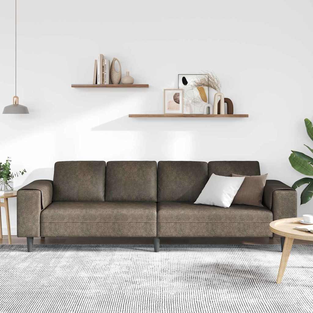 Sofa Sæt Mørkegrå Faux Suede Læder