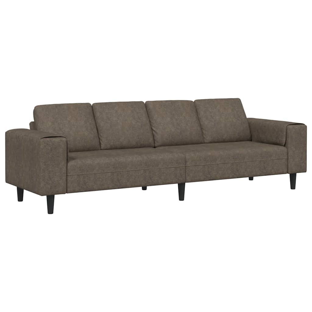 Sofa Sæt Mørkegrå Faux Suede Læder