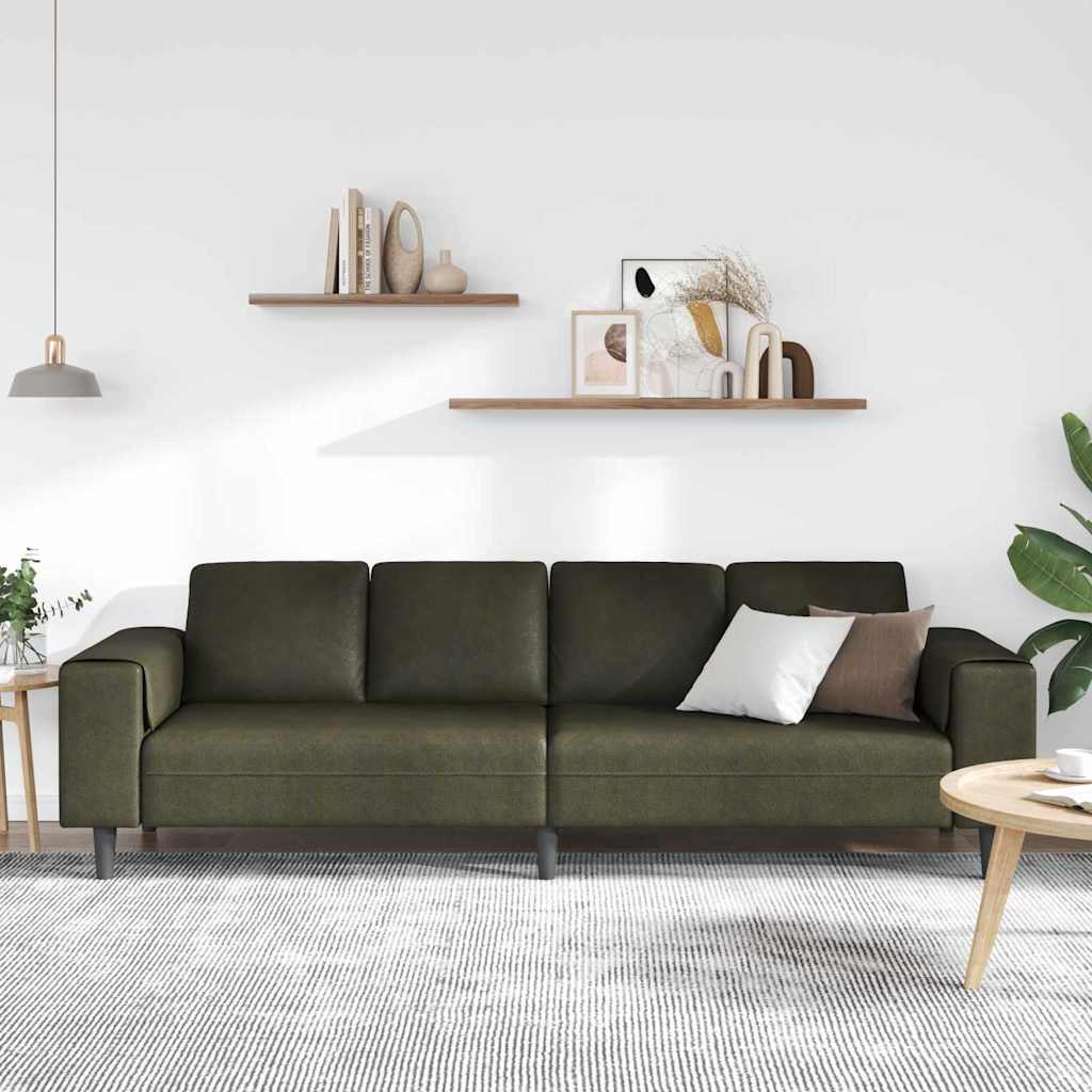 Sofa Sæt Army Grøn Faux Suede Læder