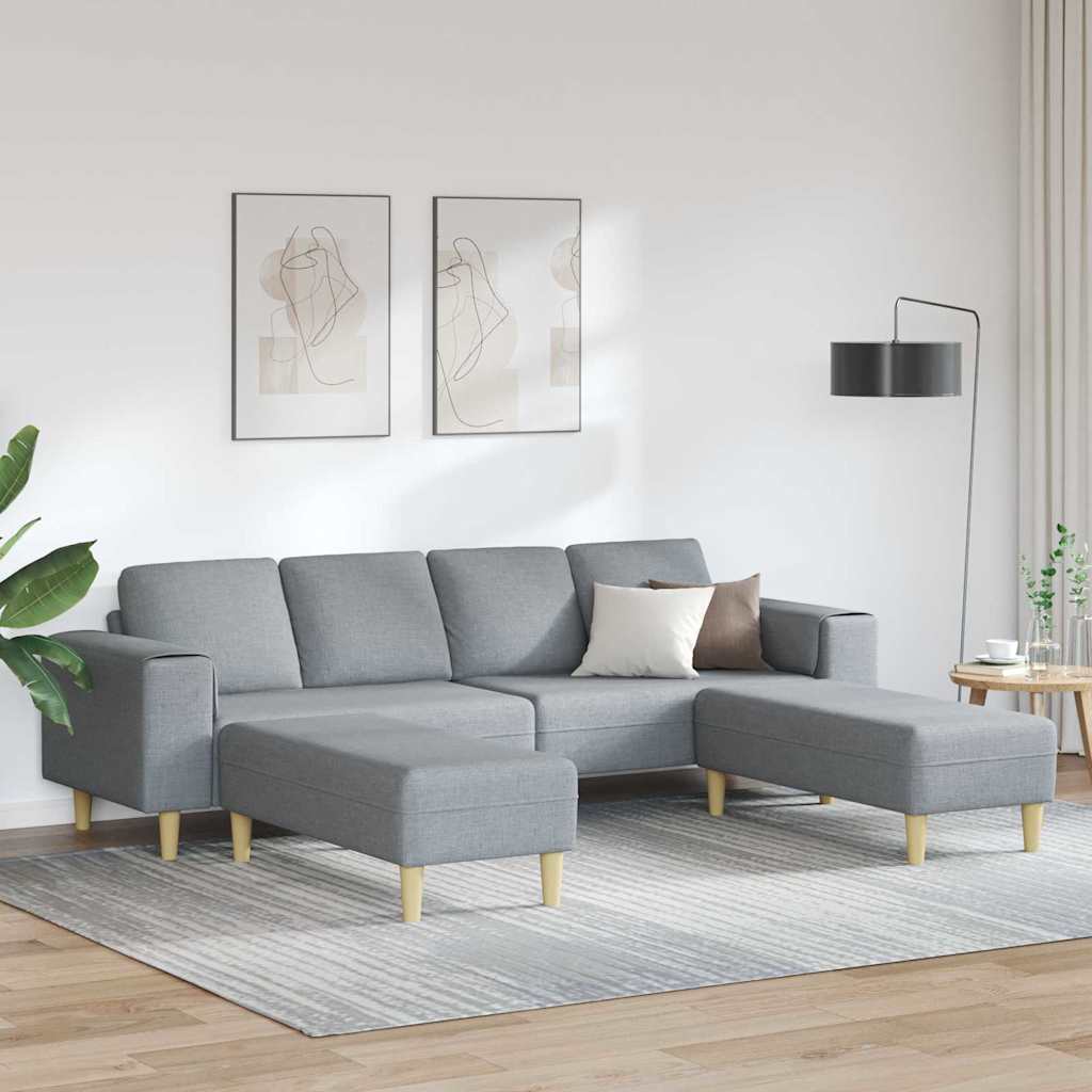 Sofa Sæt Lysegrå Stof