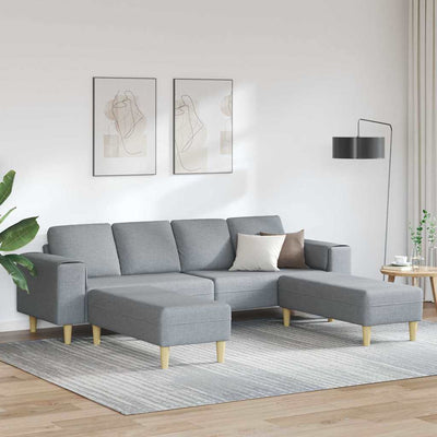 Sofa Sæt Lysegrå Stof
