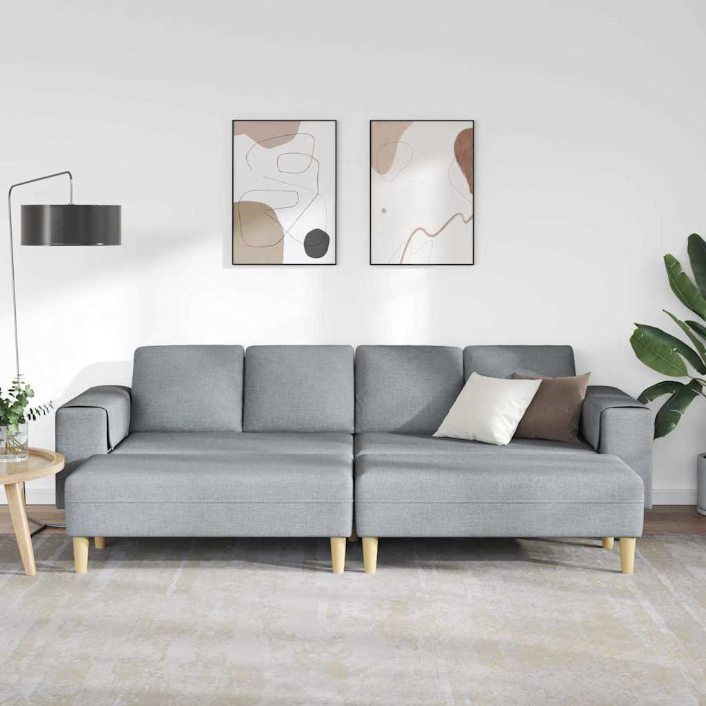Sofa Sæt Lysegrå Stof