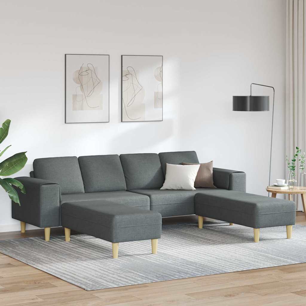 Sofa Sæt Mørkegrå Stof