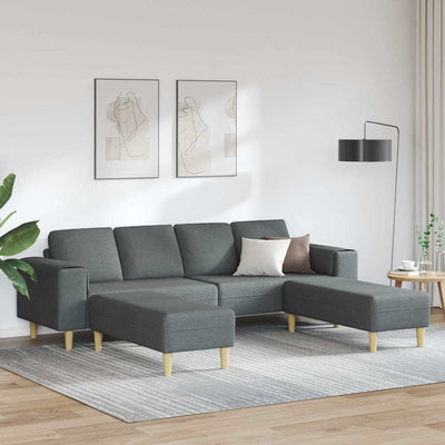 Sofa Sæt Mørkegrå Stof