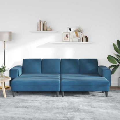 Sofa Sæt Blå Fløjl