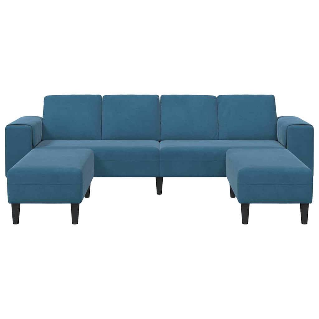 Sofa Sæt Blå Fløjl