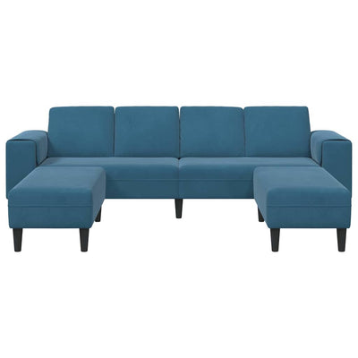 Sofa Sæt Blå Fløjl