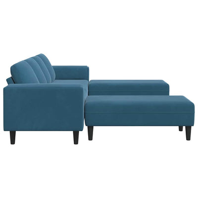 Sofa Sæt Blå Fløjl