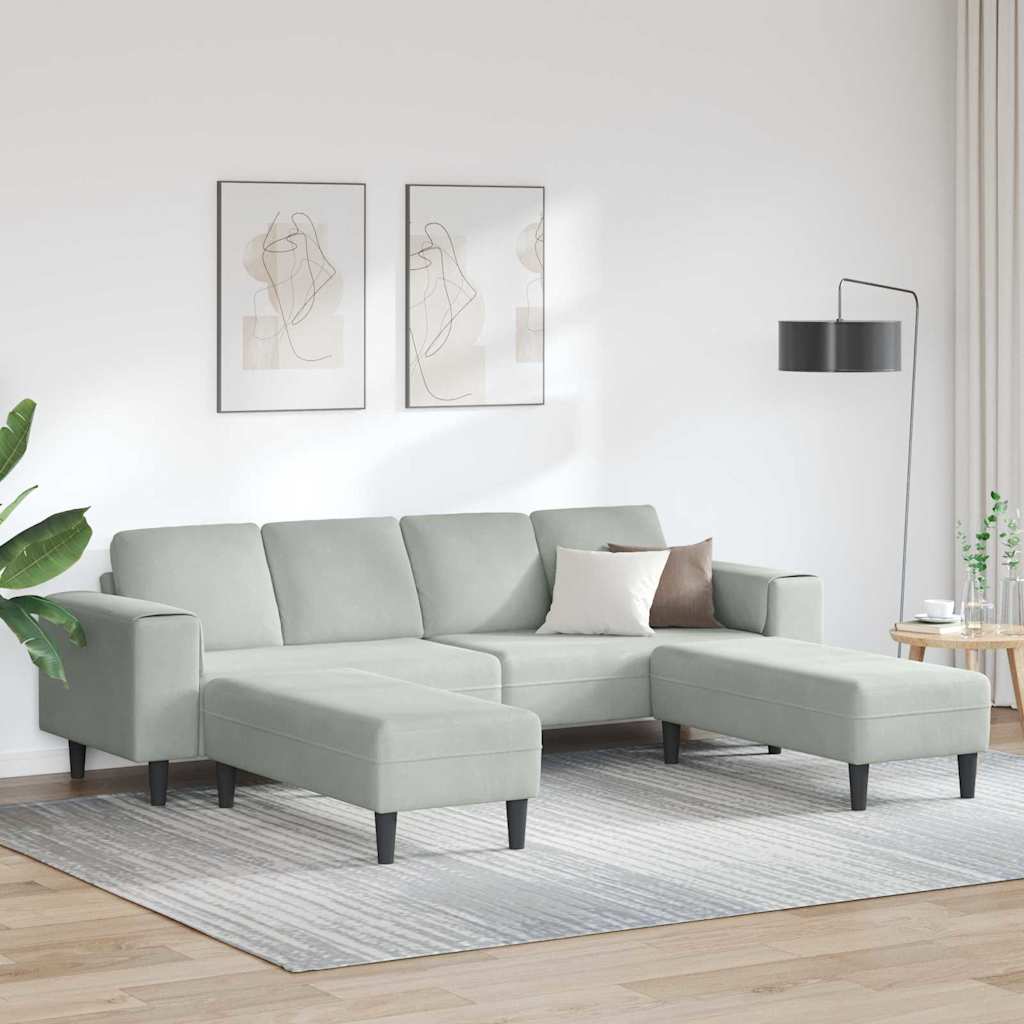 Sofa Sæt Lysegrå Fløjl