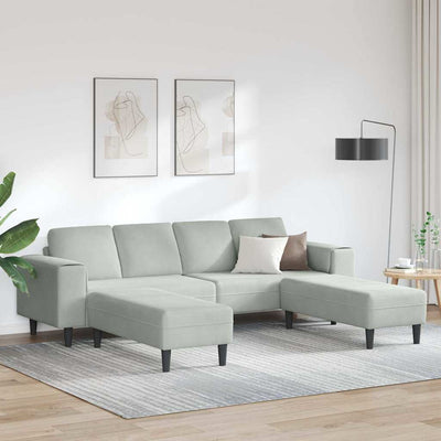 Sofa Sæt Lysegrå Fløjl