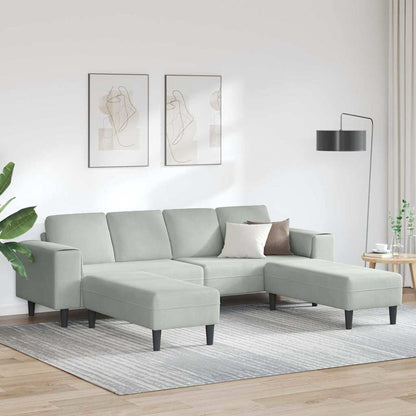 Sofa Sæt Lysegrå Fløjl
