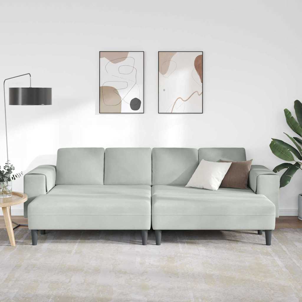 Sofa Sæt Lysegrå Fløjl
