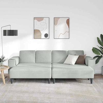 Sofa Sæt Lysegrå Fløjl