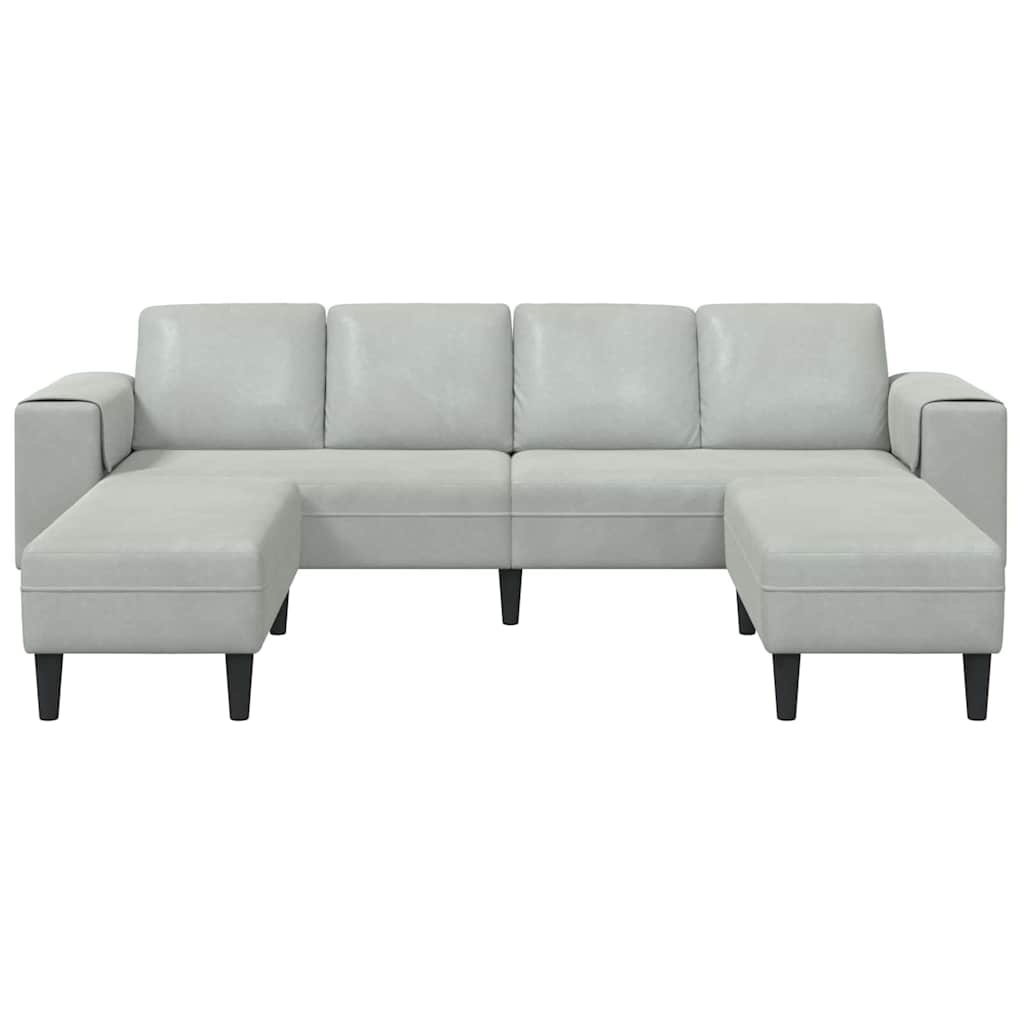 Sofa Sæt Lysegrå Fløjl