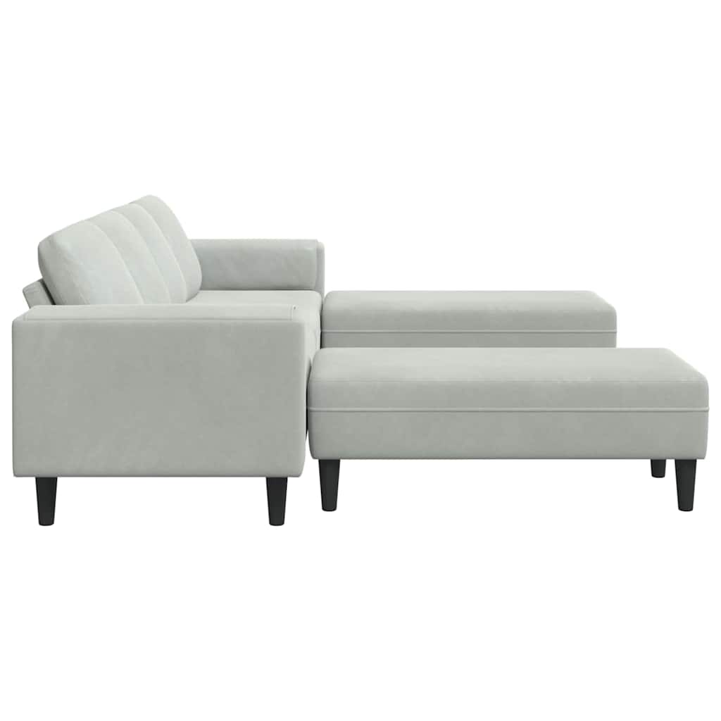 Sofa Sæt Lysegrå Fløjl