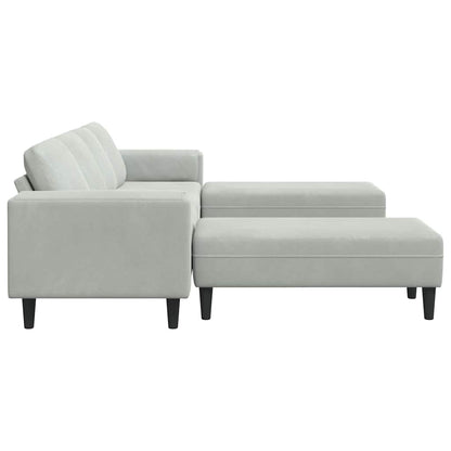 Sofa Sæt Lysegrå Fløjl