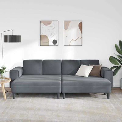 Sofa Sæt Mørkegrå Fløjl