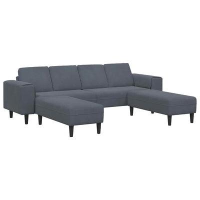 Sofa Sæt Mørkegrå Fløjl