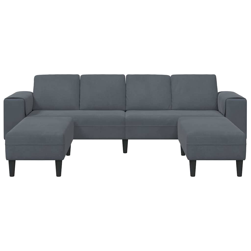 Sofa Sæt Mørkegrå Fløjl