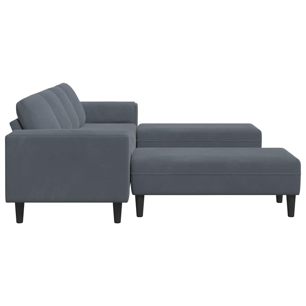 Sofa Sæt Mørkegrå Fløjl