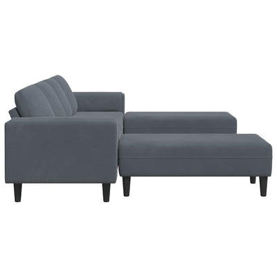Sofa Sæt Mørkegrå Fløjl