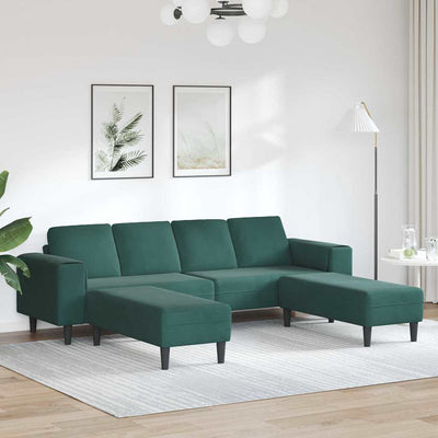 Sofa Sæt Mørkegrøn Fløjl