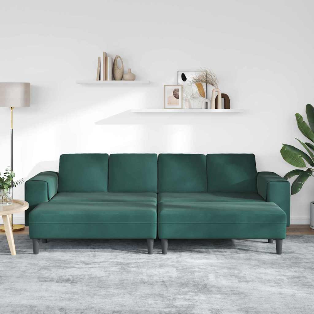 Sofa Sæt Mørkegrøn Fløjl
