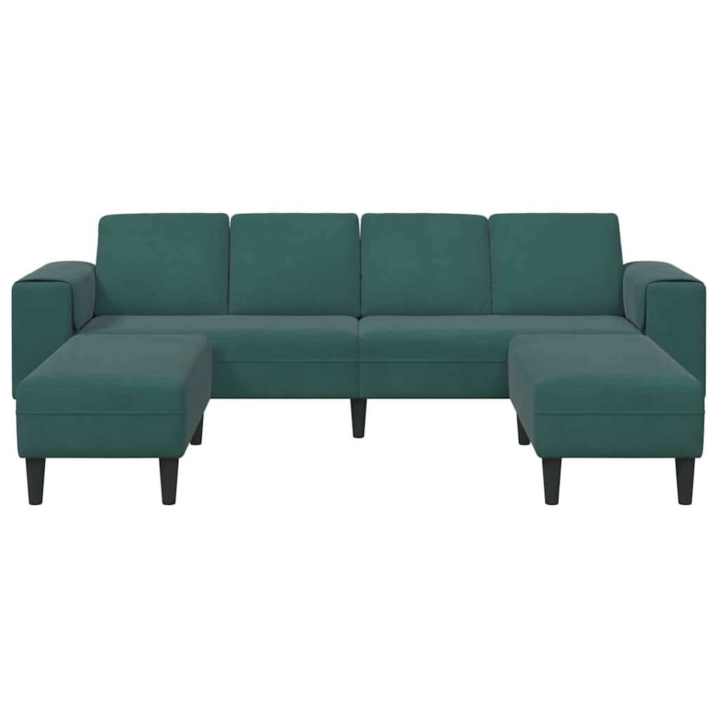 Sofa Sæt Mørkegrøn Fløjl