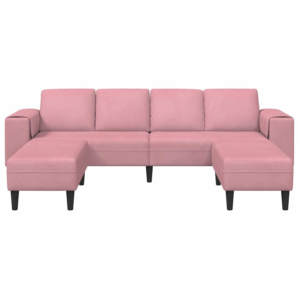 Sofa Sæt Lyserød Fløjl