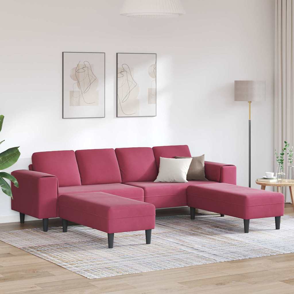 Sofa Sæt Vinrød Fløjl