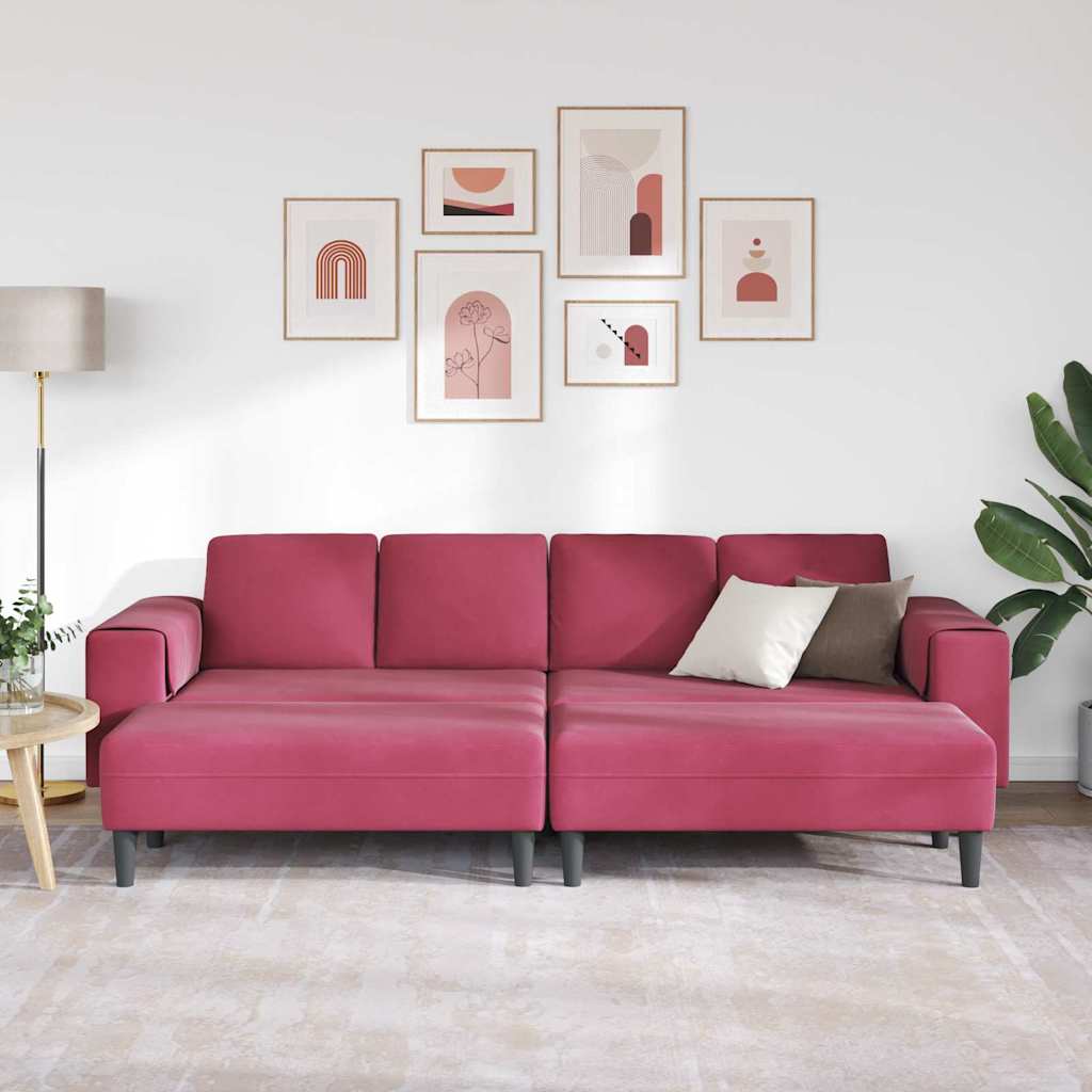 Sofa Sæt Vinrød Fløjl
