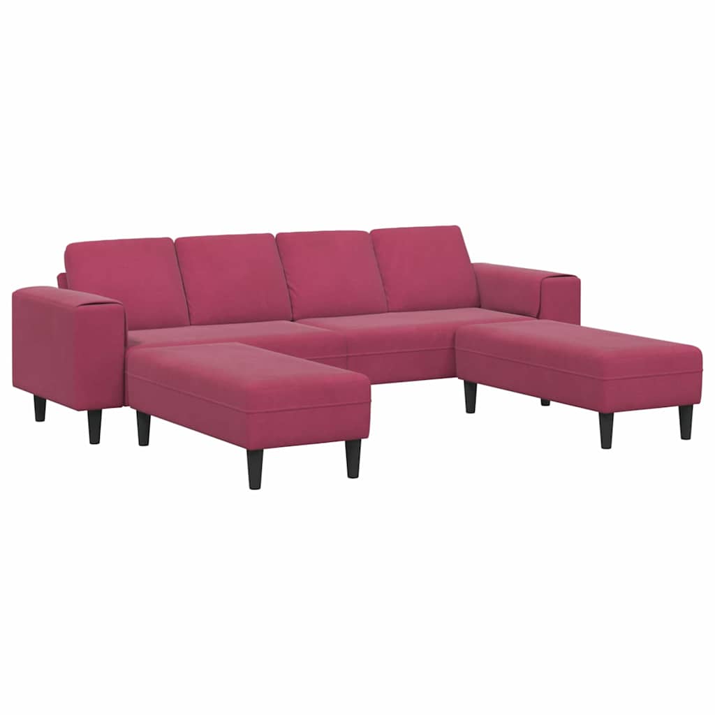 Sofa Sæt Vinrød Fløjl