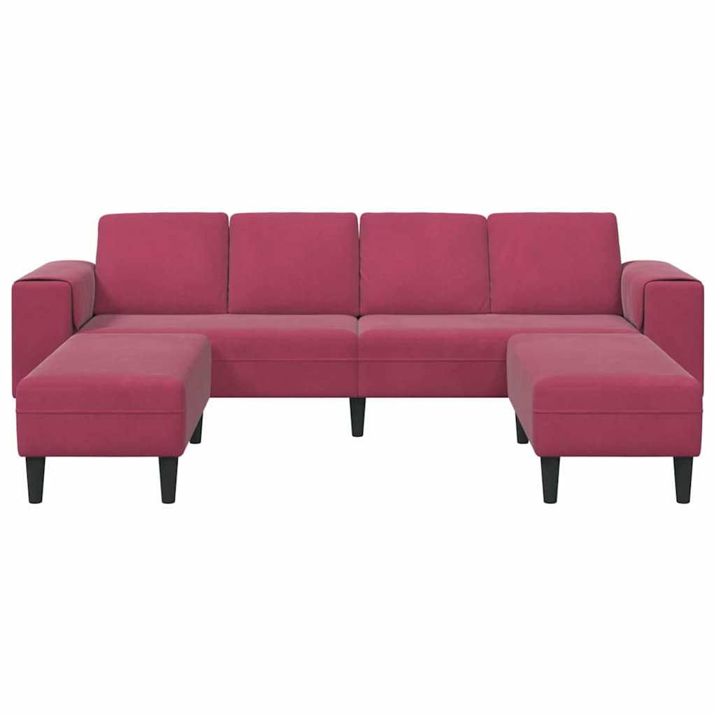 Sofa Sæt Vinrød Fløjl
