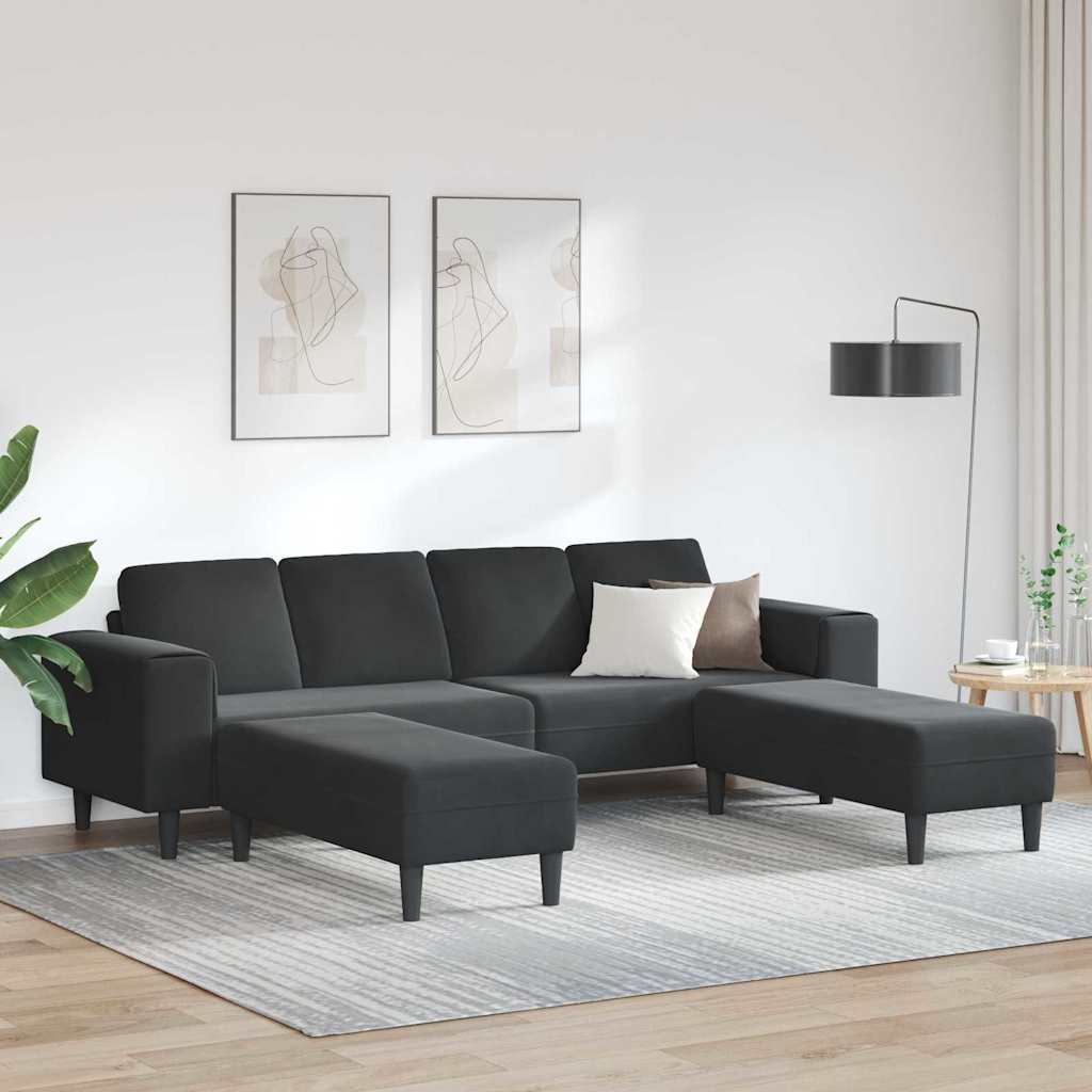 Sofa Sæt Sort Fløjl