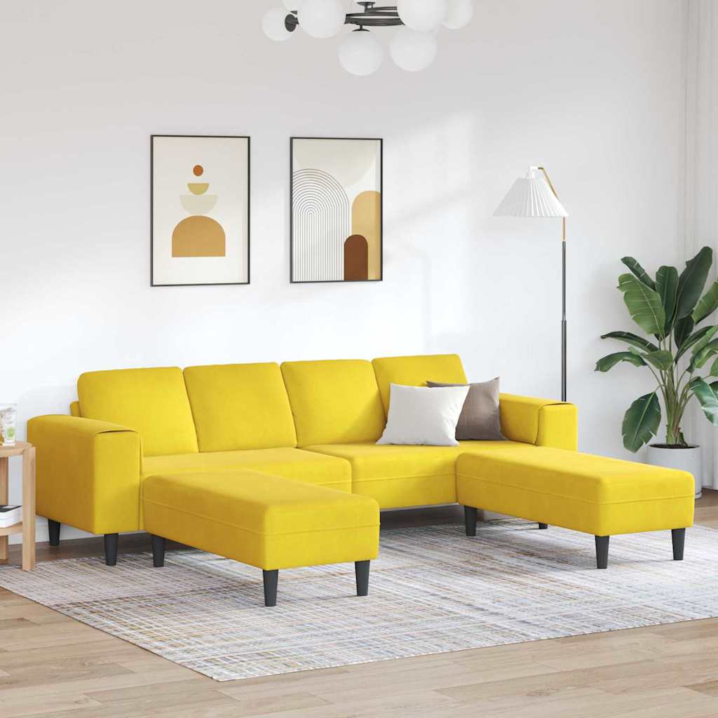 Sofa Sæt Gul Fløjl