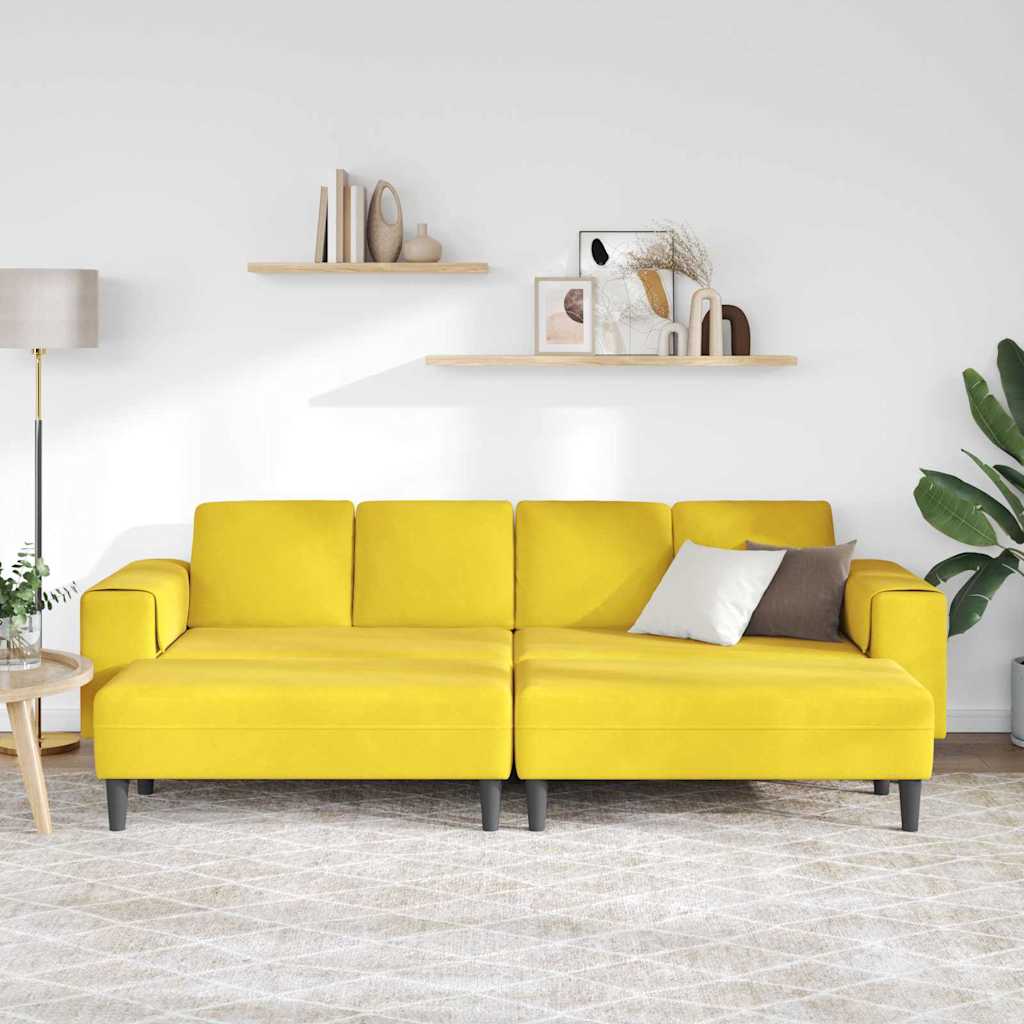 Sofa Sæt Gul Fløjl
