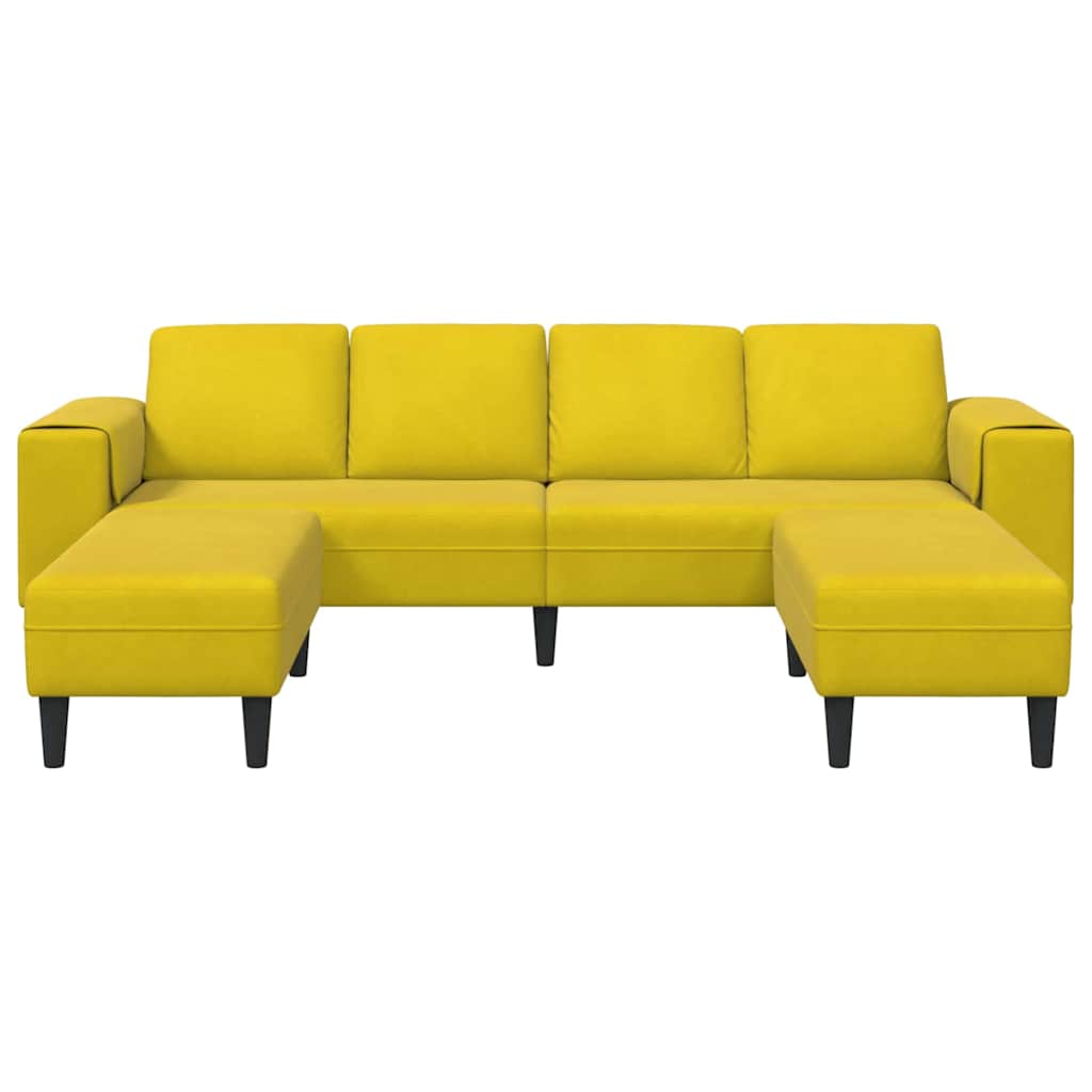 Sofa Sæt Gul Fløjl