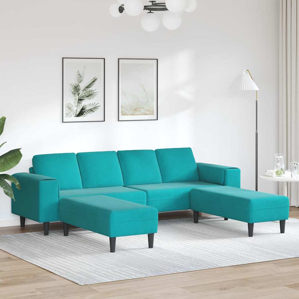 Sofa Sæt Turkis Fløjl