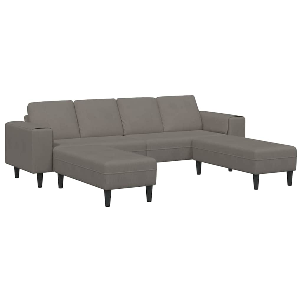 Stof Sofa Med Pude Lysegrå Corduroy Stof