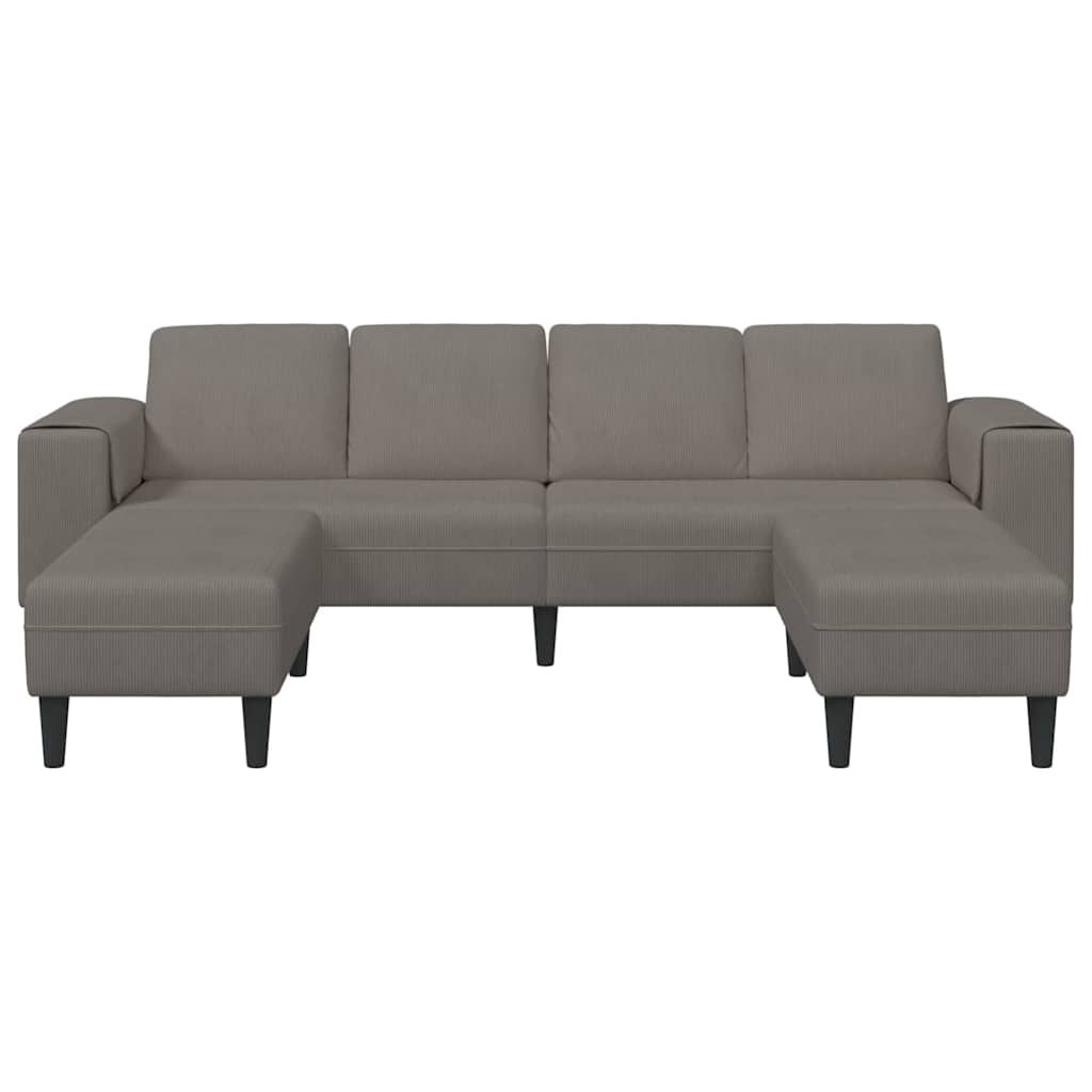 Stof Sofa Med Pude Lysegrå Corduroy Stof