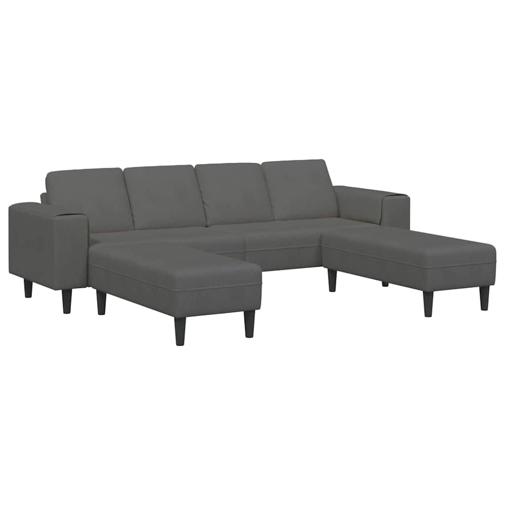 Stof Sofa Med Pude Mørkegrå Corduroy Stof