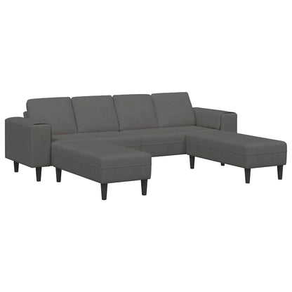 Stof Sofa Med Pude Mørkegrå Corduroy Stof