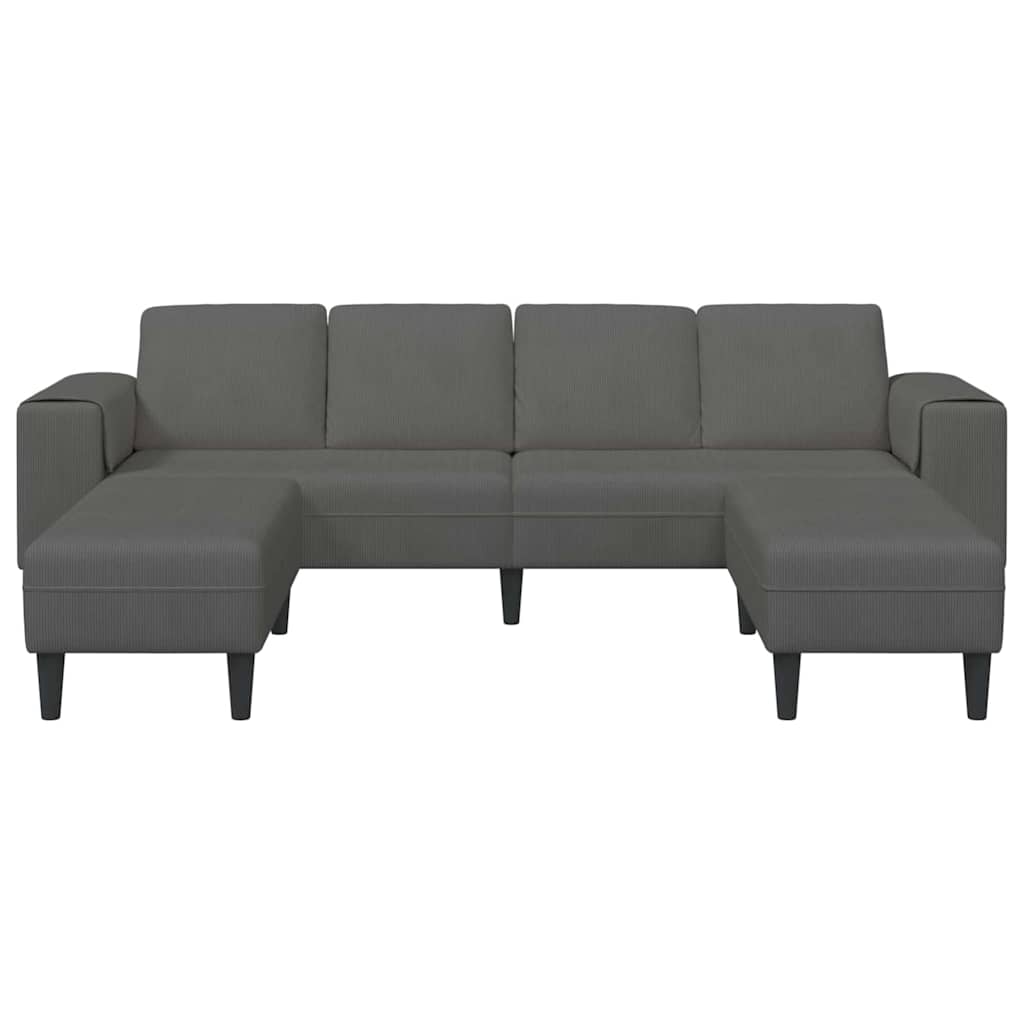 Stof Sofa Med Pude Mørkegrå Corduroy Stof