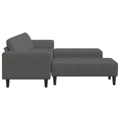 Stof Sofa Med Pude Mørkegrå Corduroy Stof