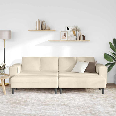 Stof Sofa Med Pude Creme 208 Cm Corduroy Stof