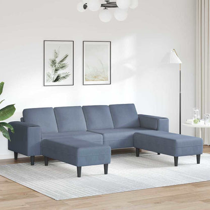 Stof Sofa Med Pude Blå Corduroy Stof