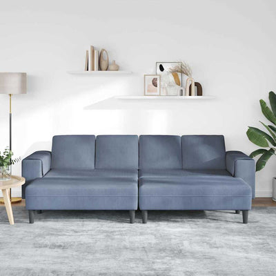 Stof Sofa Med Pude Blå Corduroy Stof
