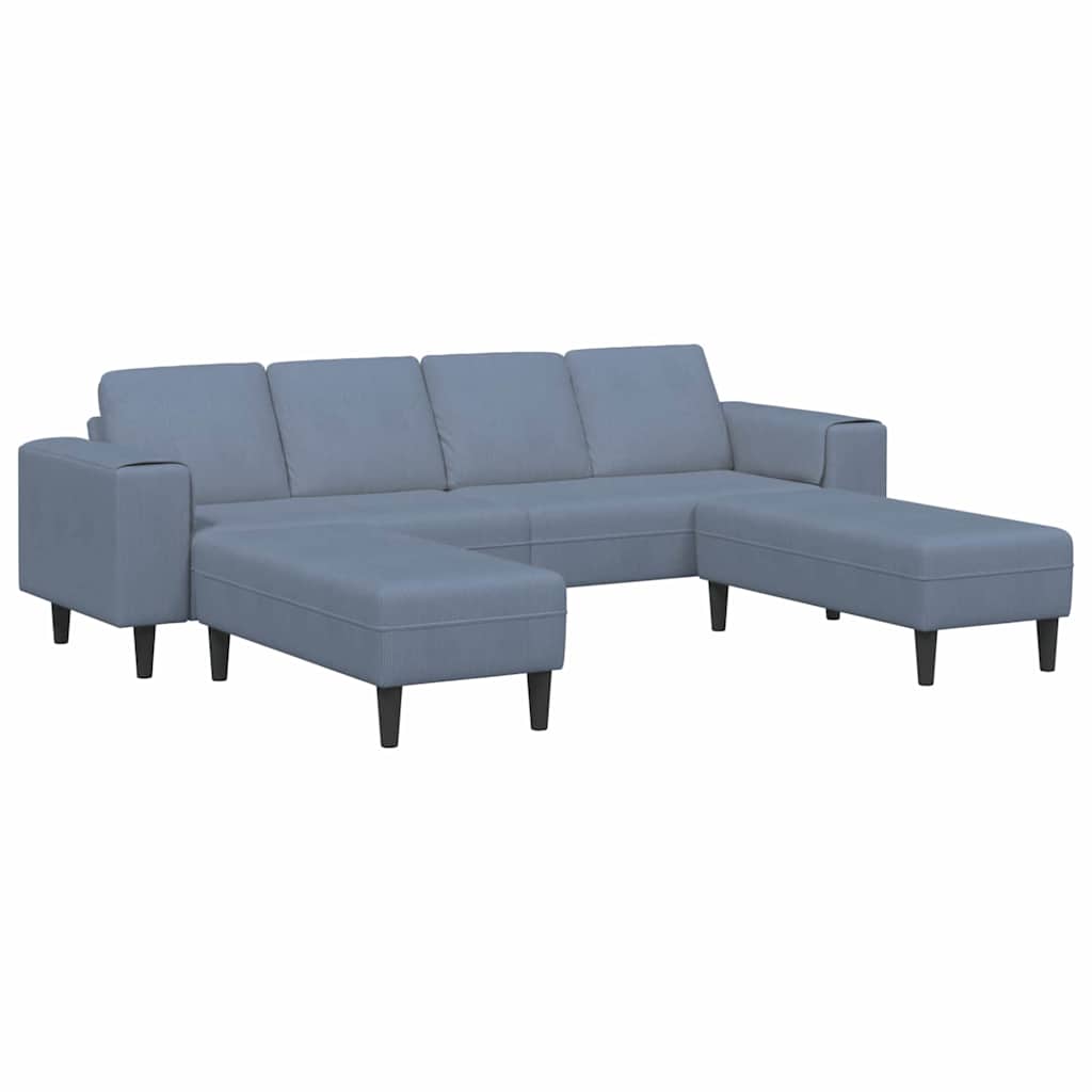 Stof Sofa Med Pude Blå Corduroy Stof