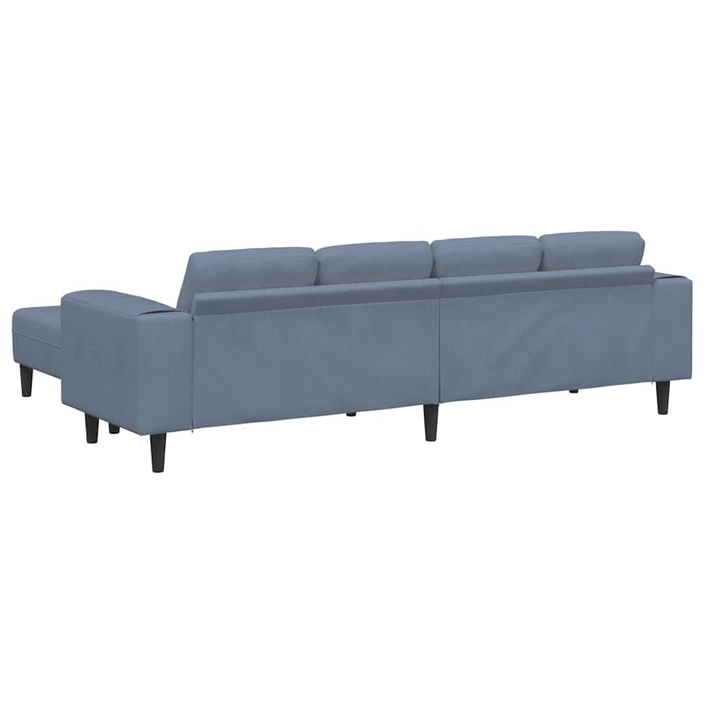 Stof Sofa Med Pude Blå Corduroy Stof