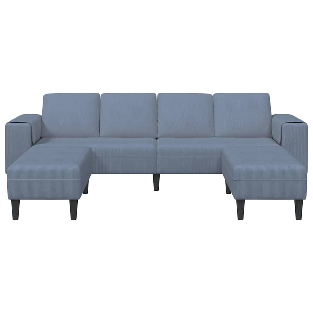 Stof Sofa Med Pude Blå Corduroy Stof